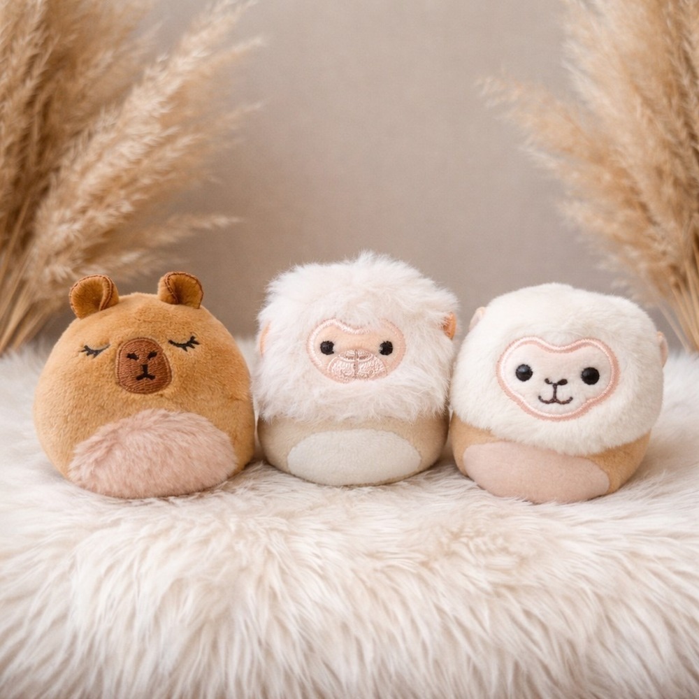 Lot Of 3 Squishmallows/Micromallows Yeti/Bigfoot, Sophie Lamb, Lijjian Capybara